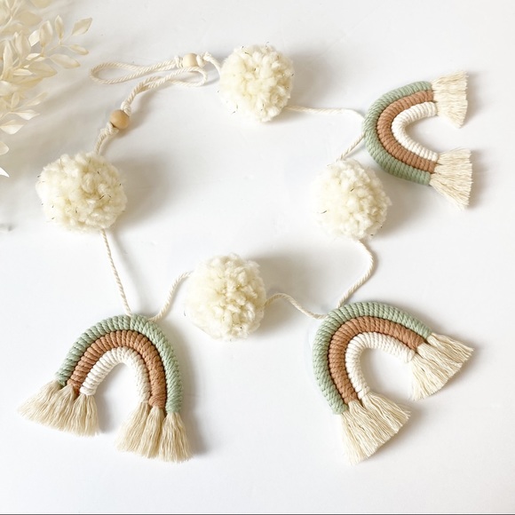 Macrame Rainbow Garland Baby Shower Garland Decor Nursery Baby Pastel Room Decor - Picture 1 of 4